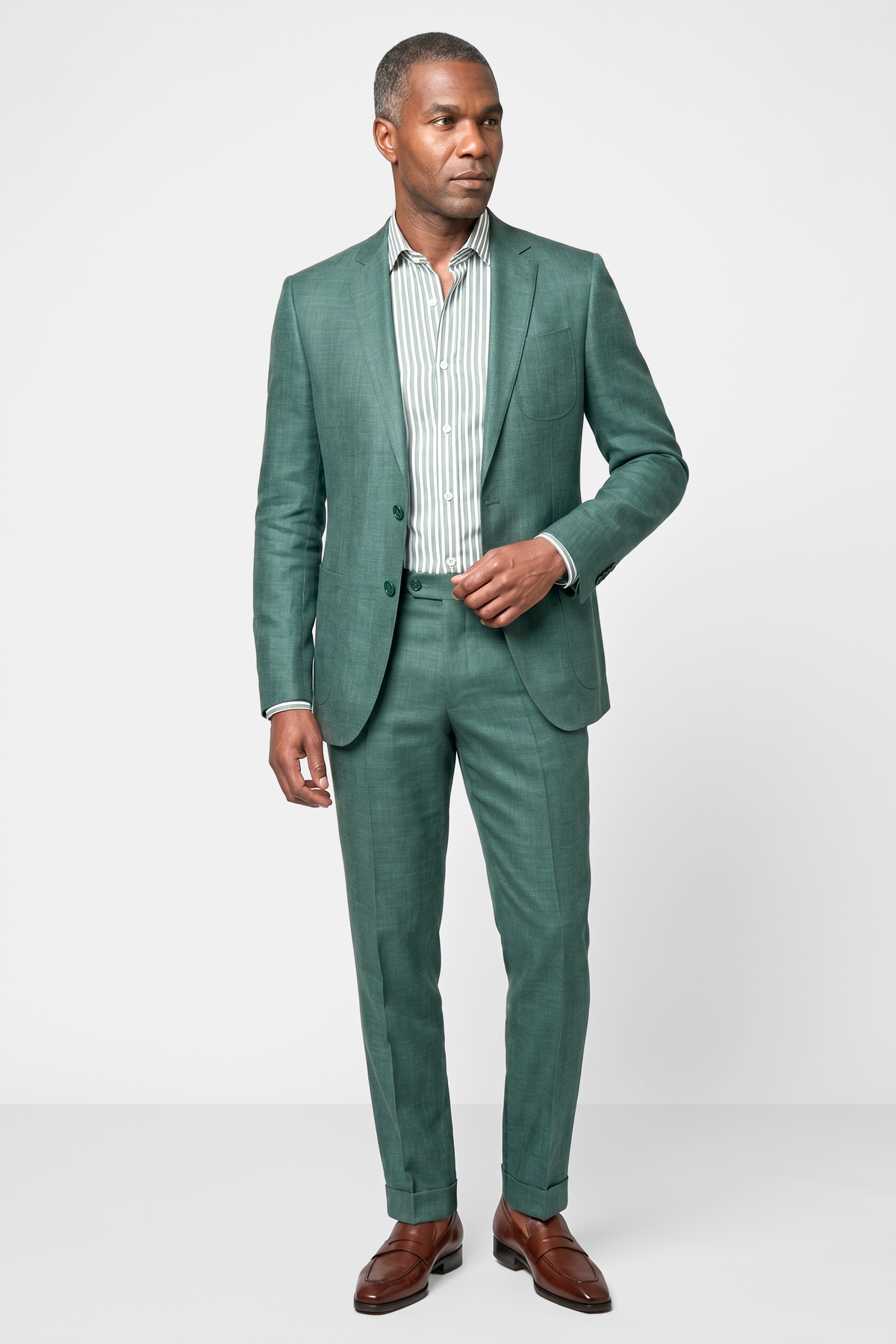 Summer Wool / Silk / Linen Suit - Green