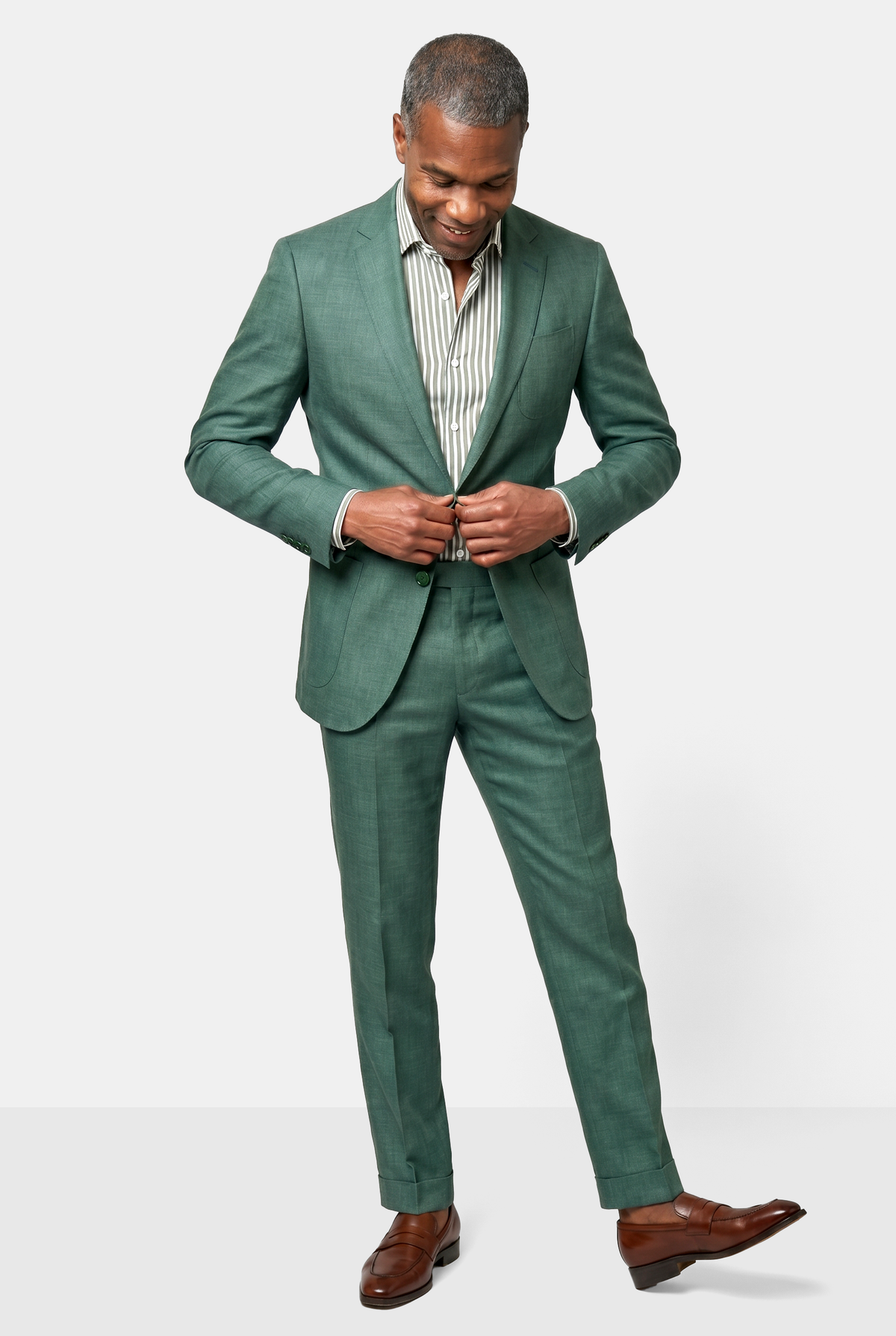 Summer Wool / Silk / Linen Suit - Green