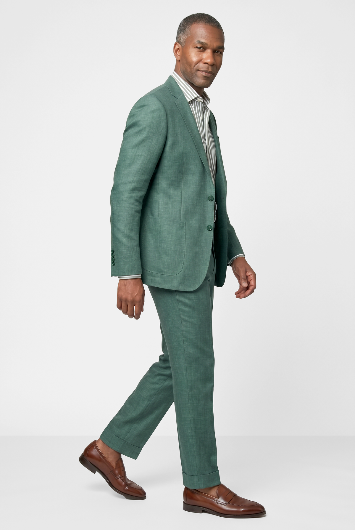Summer Wool / Silk / Linen Suit - Green