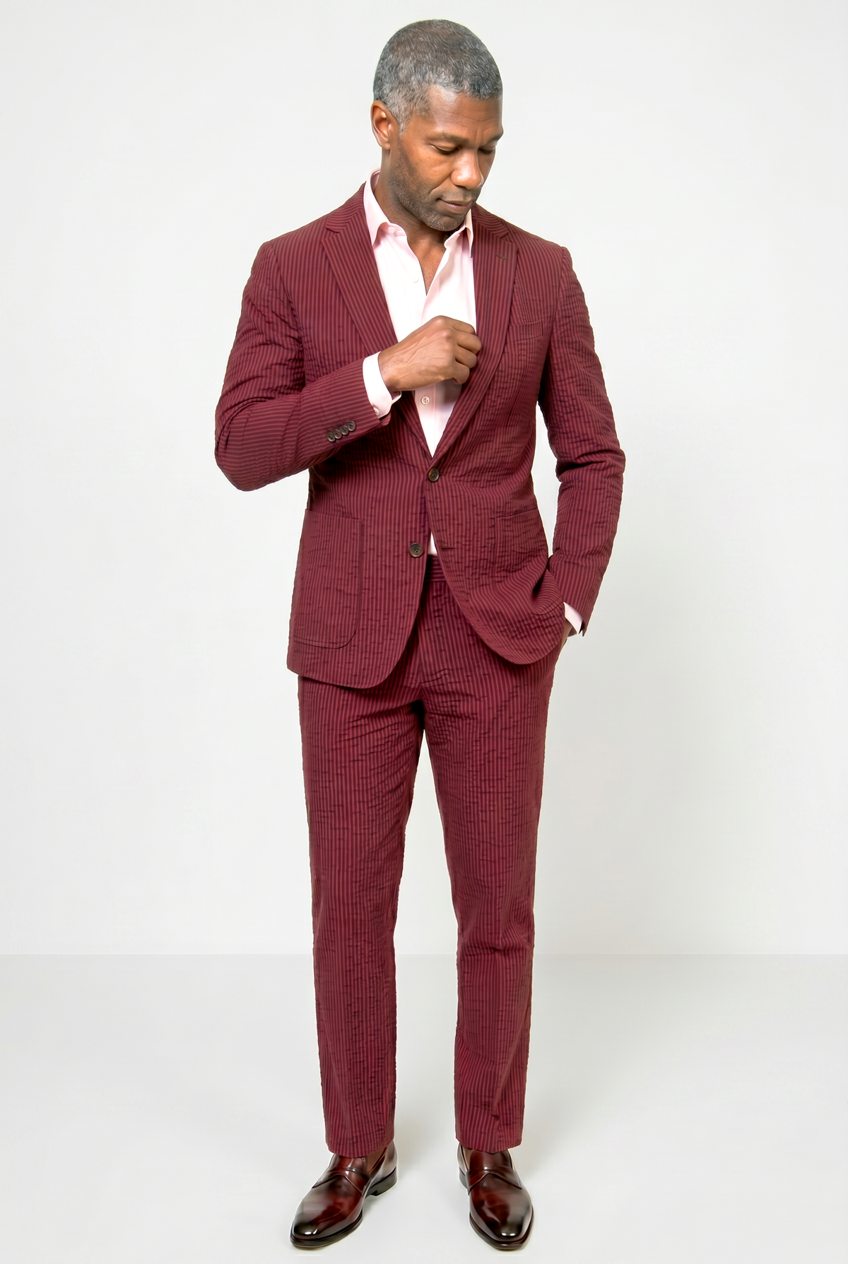 Solbiati Seersucker Suit - Burgundy