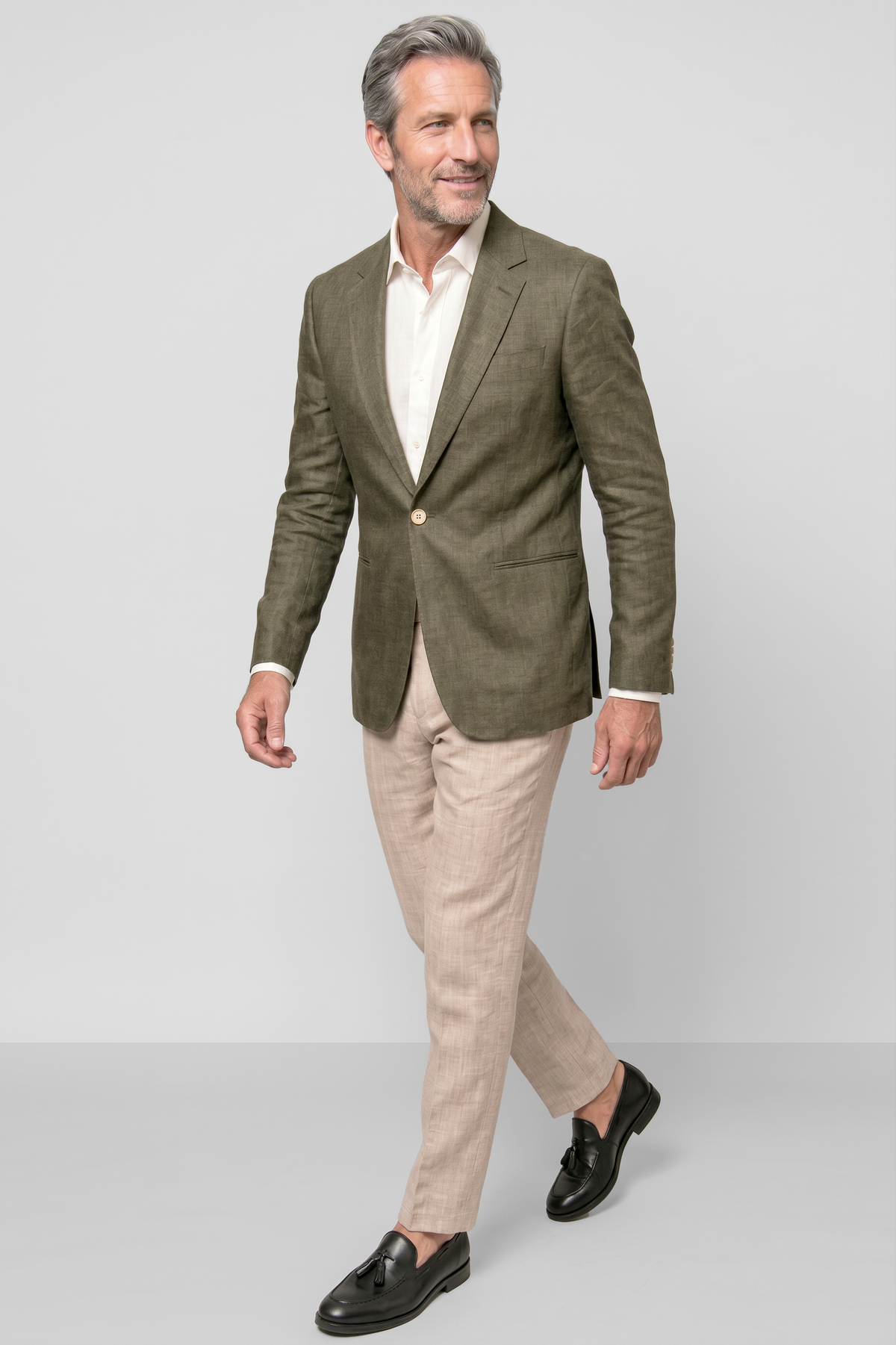 English Linen Blazer - Olive