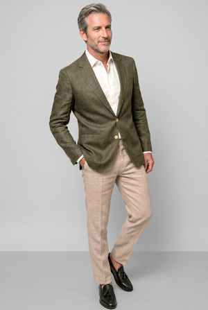 English Linen Blazer - Olive