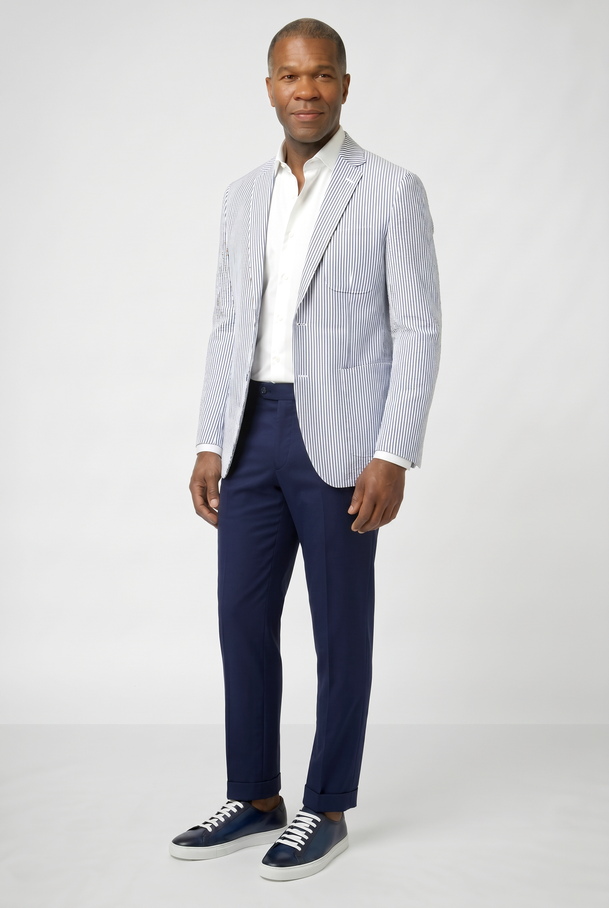Classic Seersucker Blazer - Light Blue