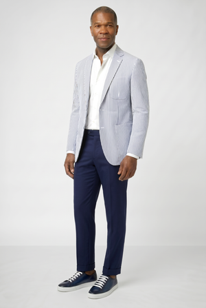 Classic Seersucker Blazer - Light Blue