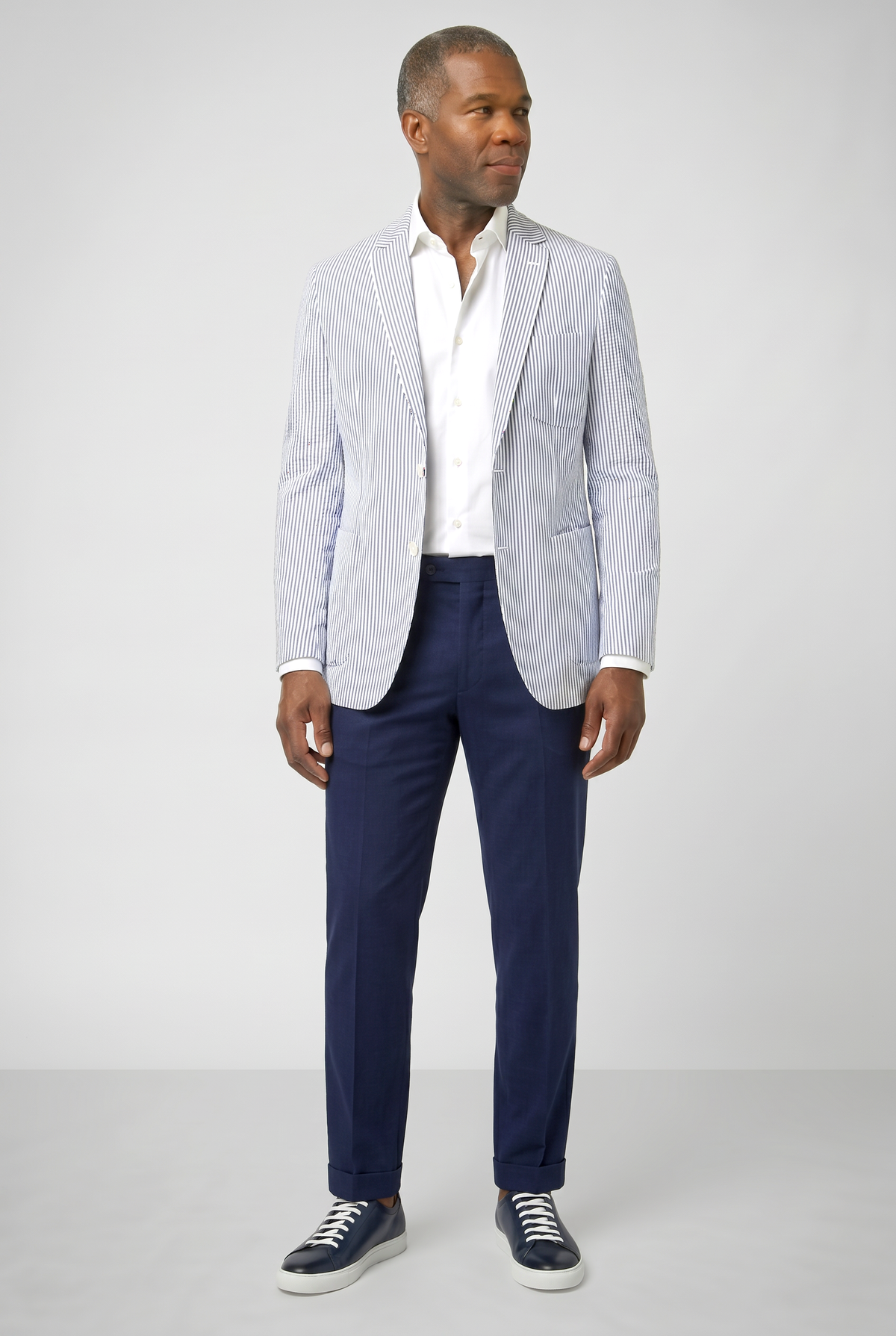 Classic Seersucker Blazer - Light Blue