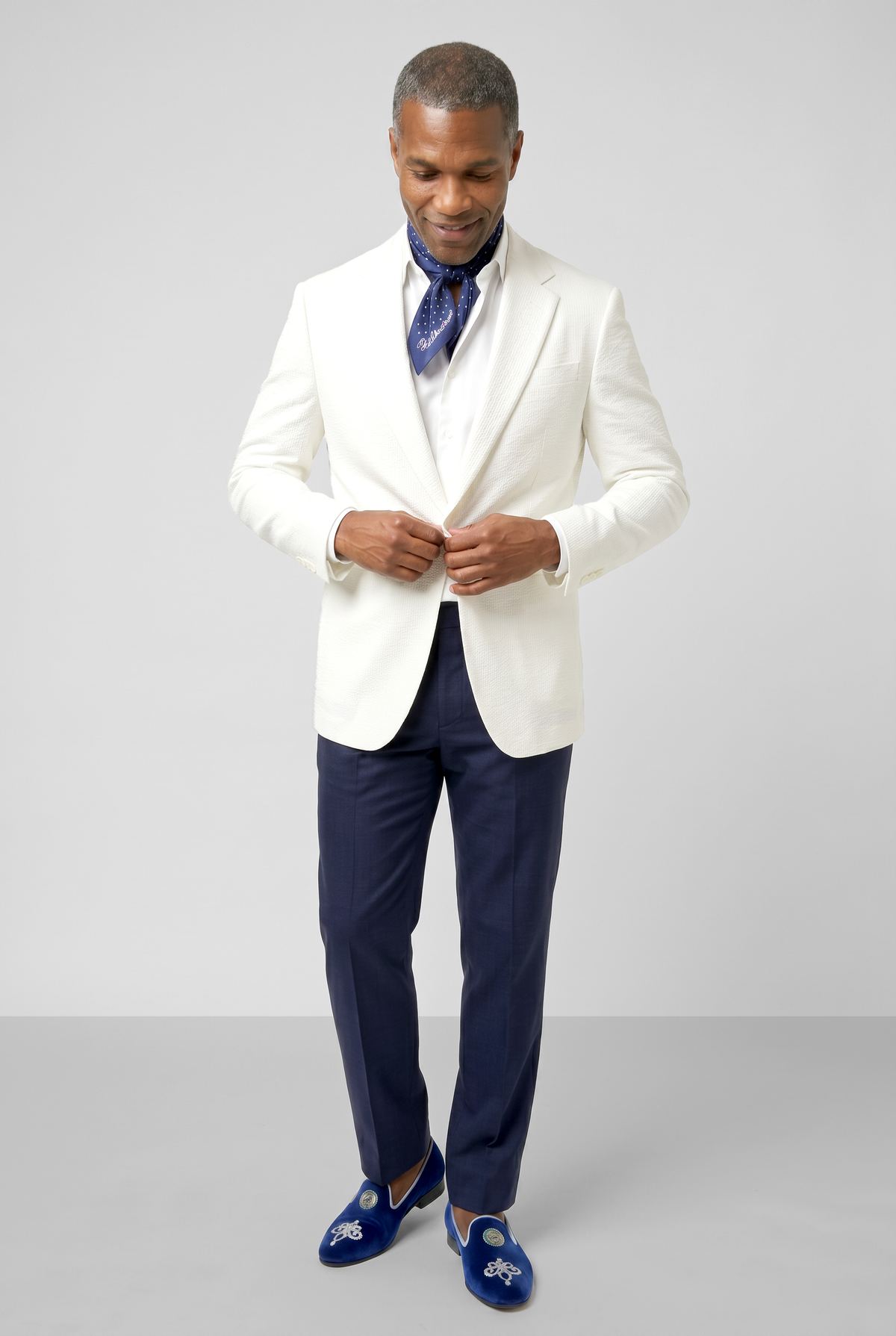 Striped English Seersucker Blazer - White