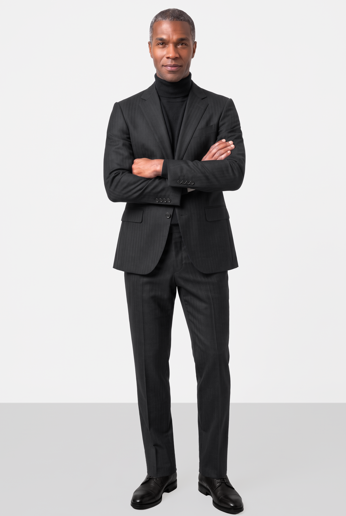 English Herringbone Suit — Medium Gray