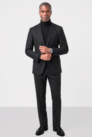 English Herringbone Suit — Medium Gray