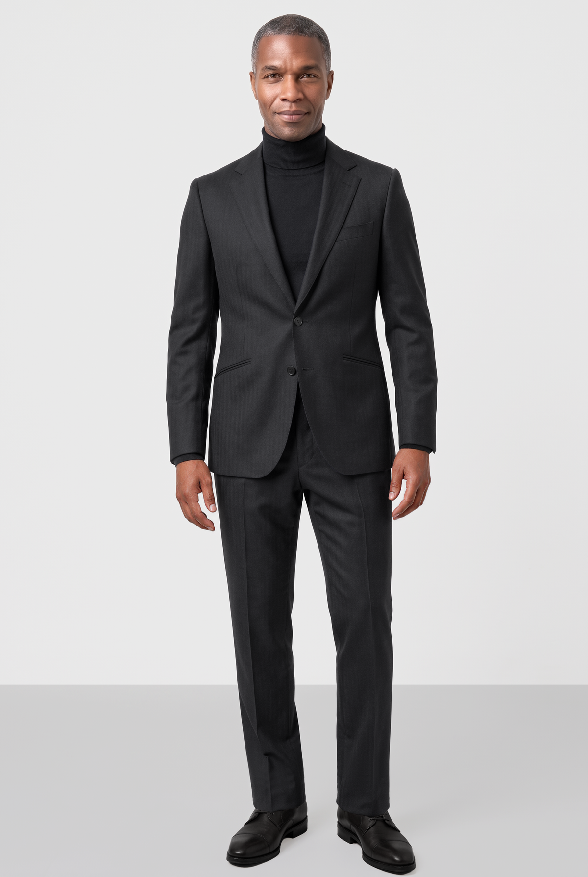 English Herringbone Suit — Medium Gray