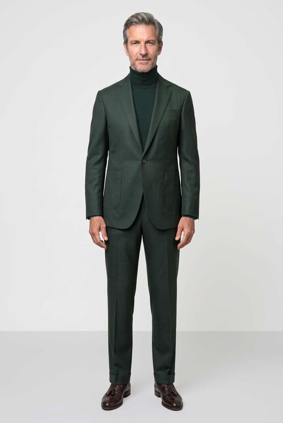 Dugdale English Earth Tone Cool Wool Suit — Forest Green