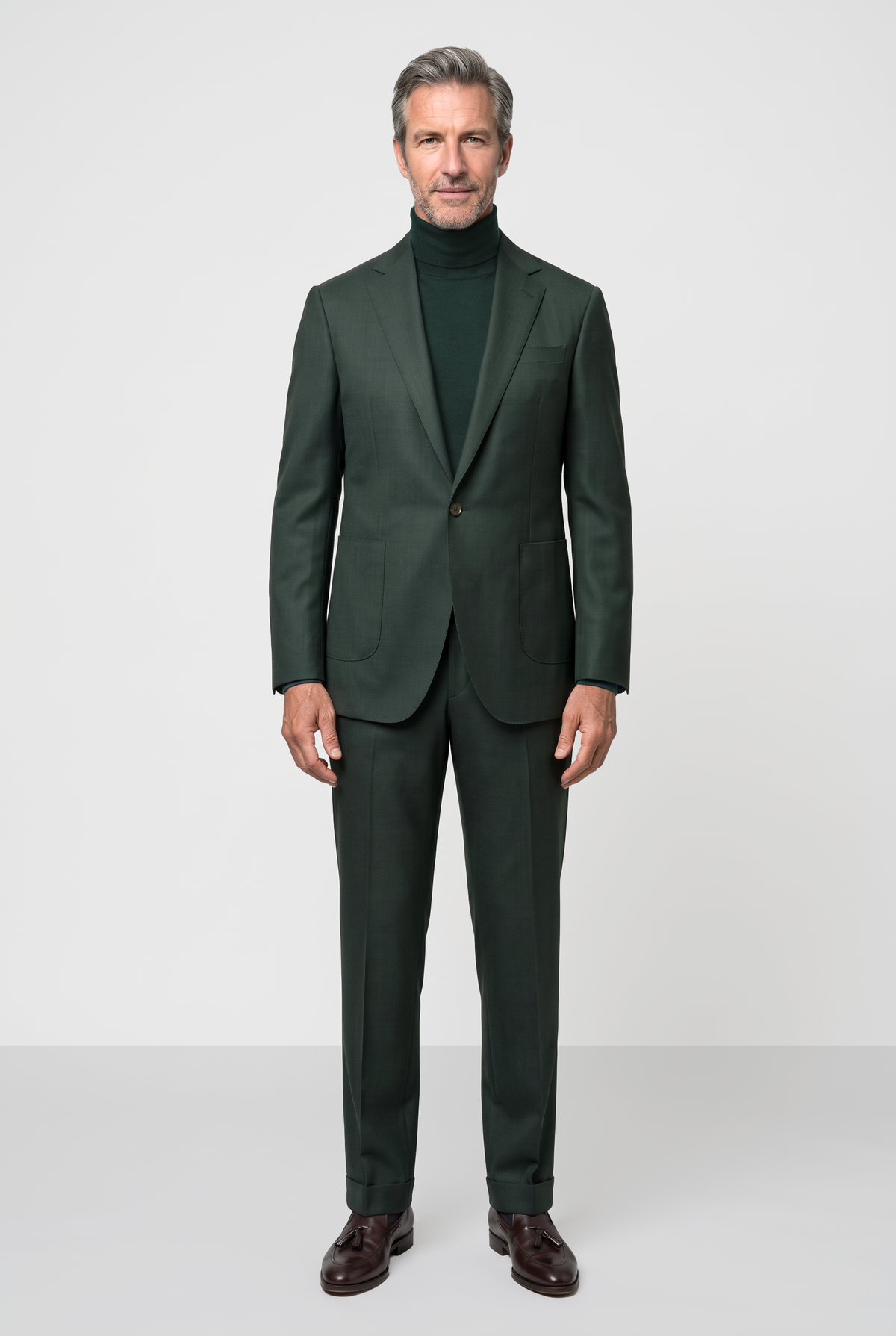Dugdale English Earth Tone Cool Wool Suit — Forest Green