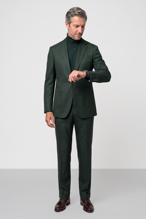 Dugdale English Earth Tone Cool Wool Suit — Forest Green