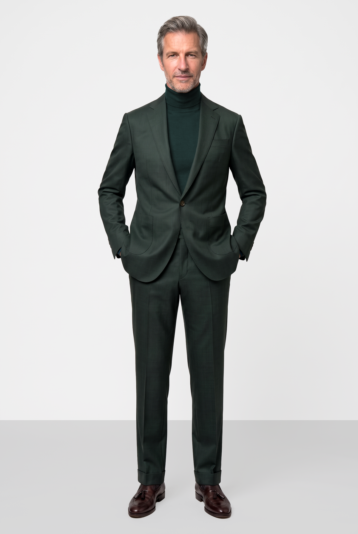 Dugdale English Earth Tone Cool Wool Suit — Forest Green