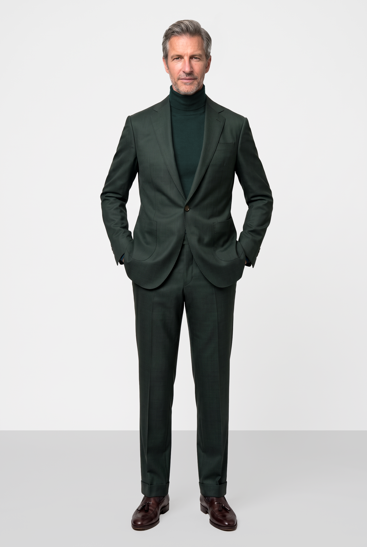 Dugdale English Earth Tone Cool Wool Suit — Forest Green
