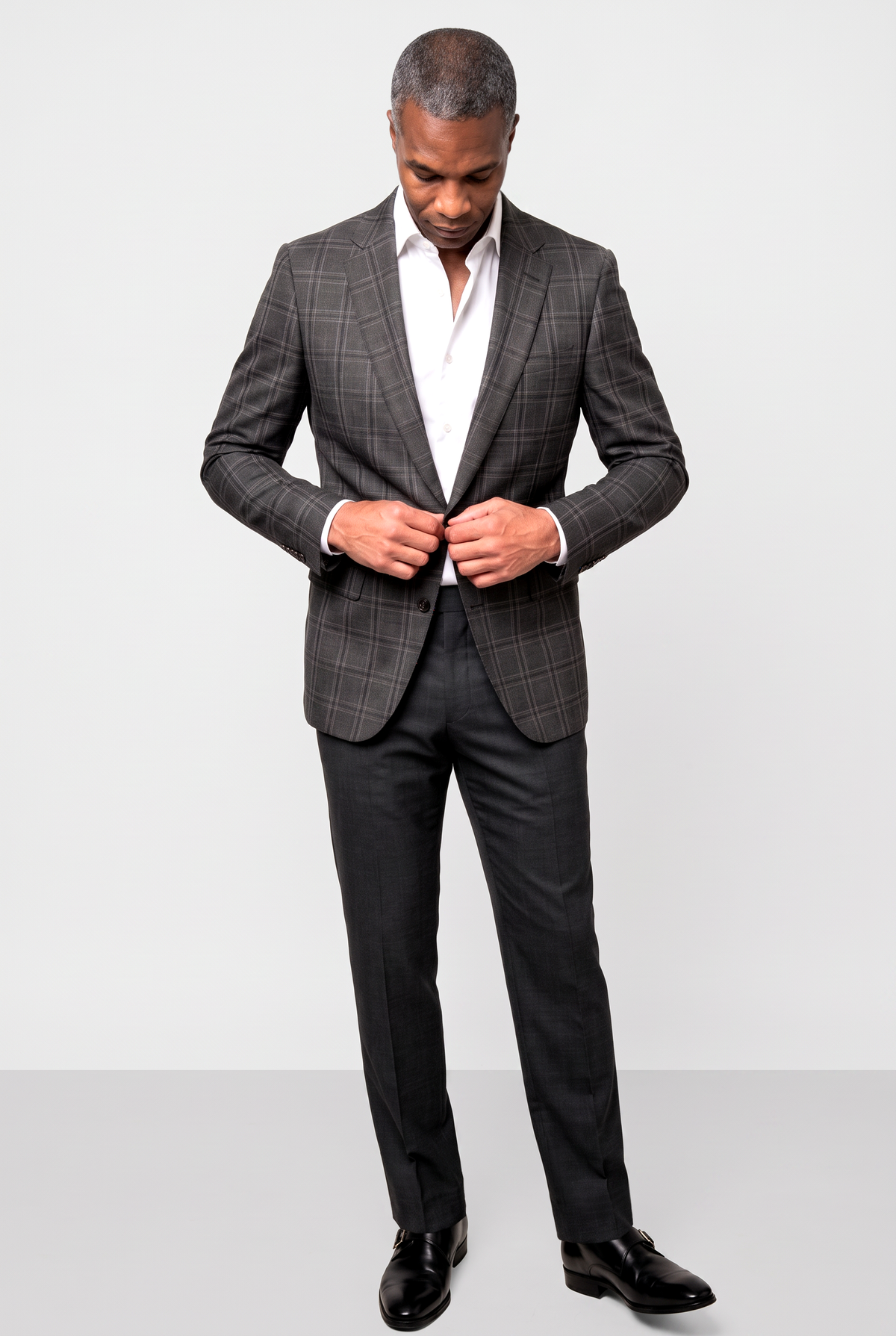 Bold Check 130s Blazer — Gray