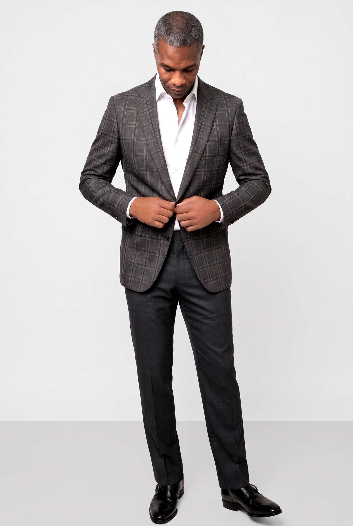 Bold Check 130s Blazer — Gray