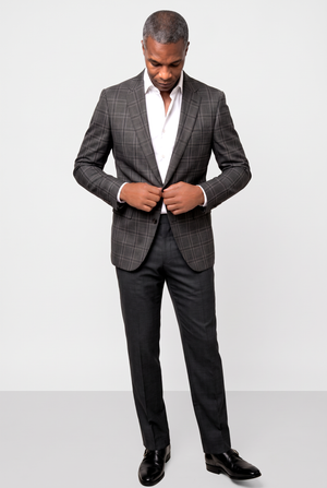 Bold Check 130s Blazer — Gray