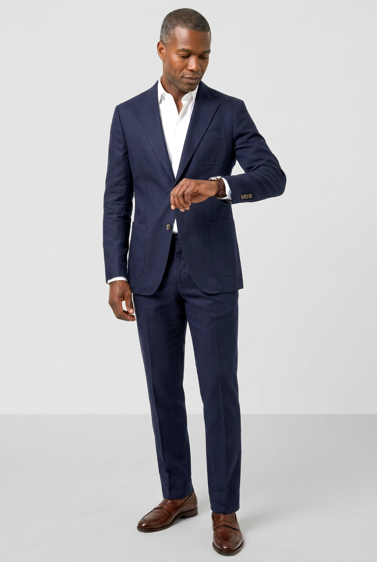 English Cotton 2pc Suit - Navy