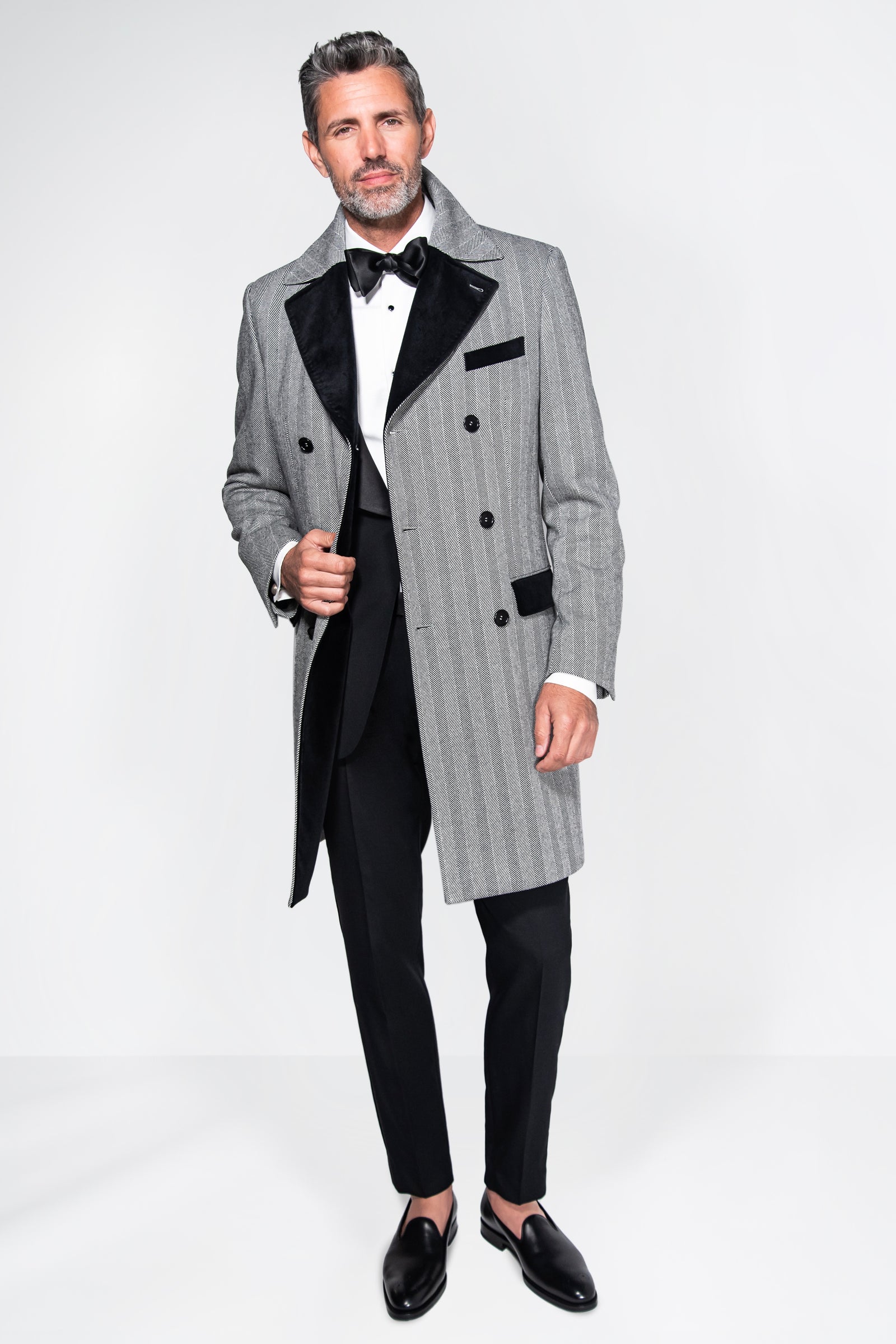 English Herringbone Topcoat with Velvet