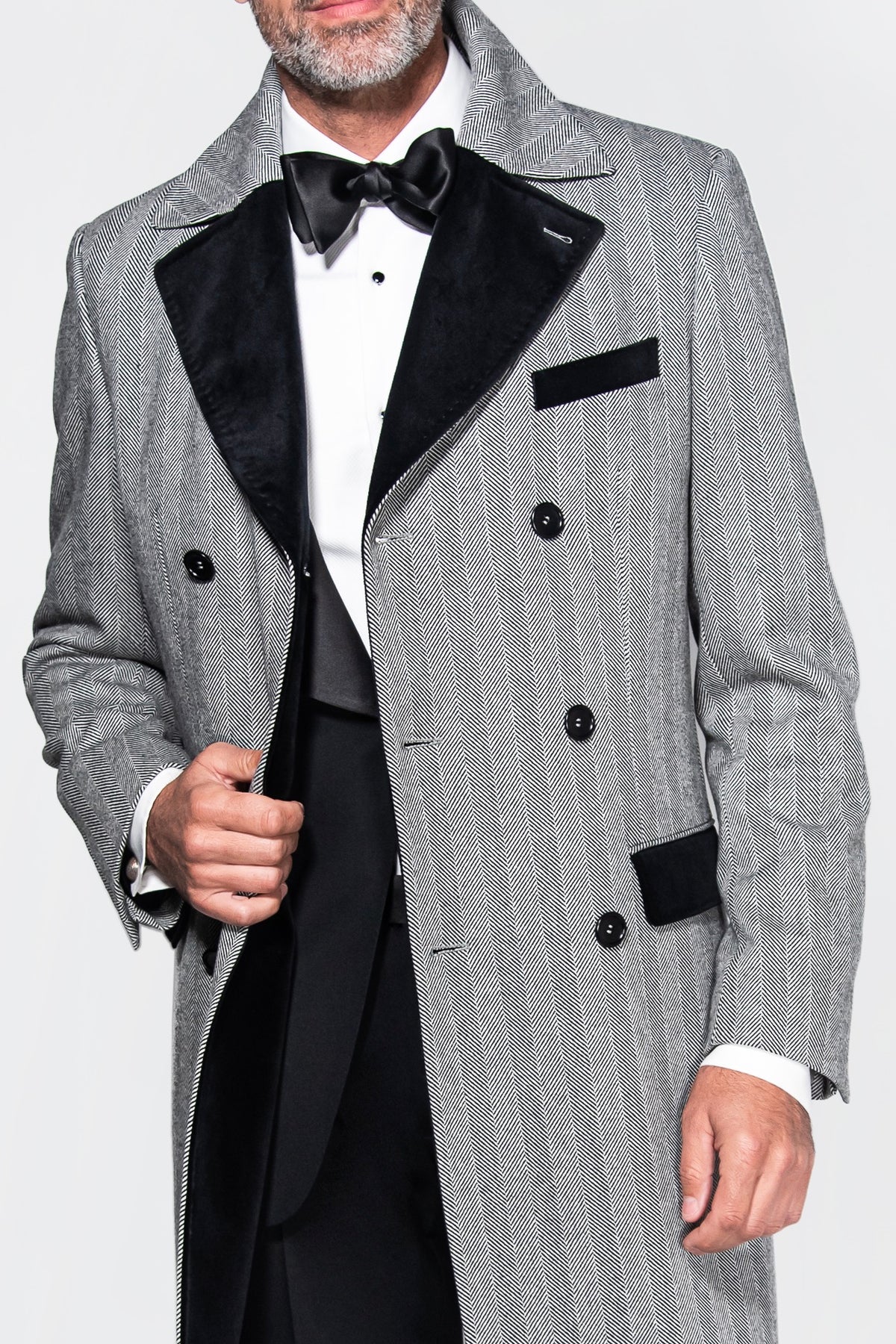 English Herringbone Topcoat with Velvet