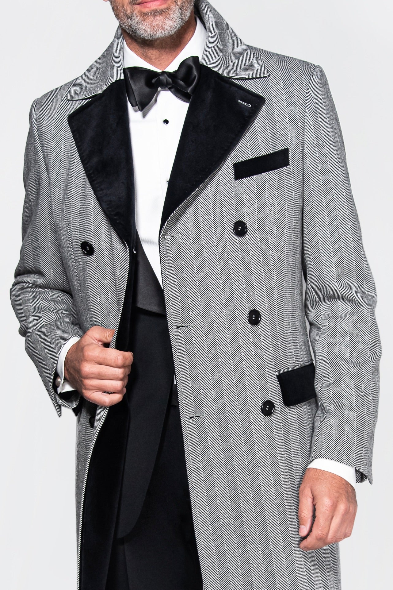 English Herringbone Topcoat with Velvet