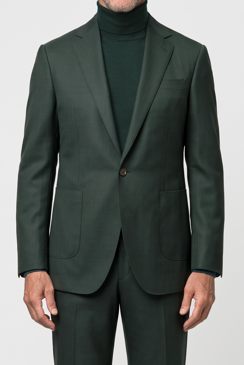 Dugdale English Earth Tone Cool Wool Suit — Forest Green