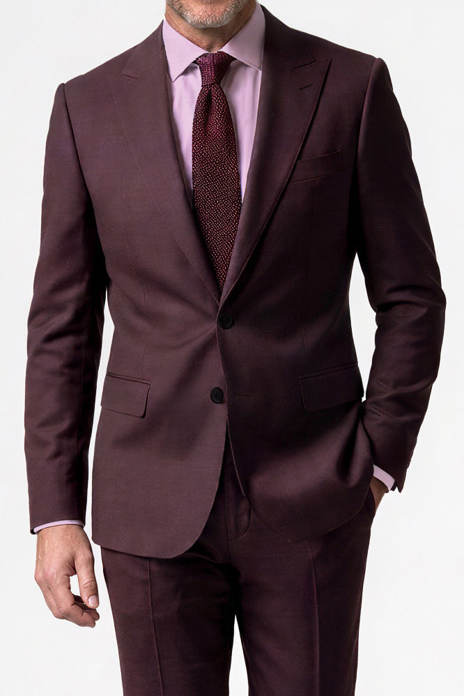English Solid Mohair Suit — Burgundy