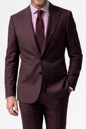 English Solid Mohair Suit — Burgundy