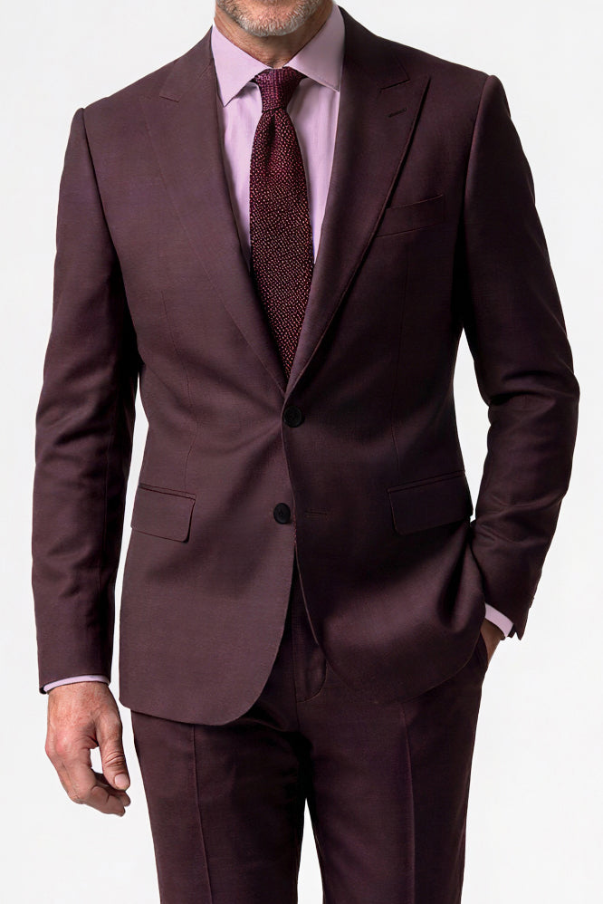 English Solid Mohair Suit — Burgundy