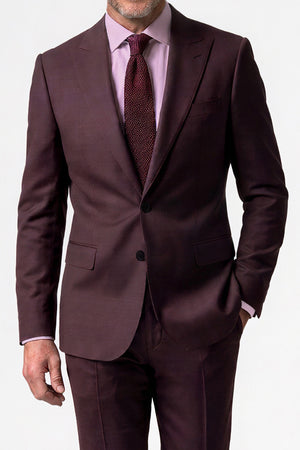 English Solid Mohair Suit — Burgundy