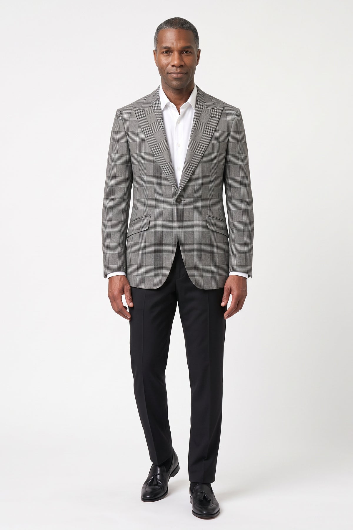 Macro Glen Plaid Blazer — Black & White