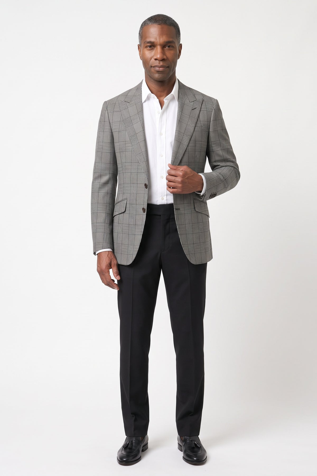 Macro Glen Plaid Blazer — Black & White
