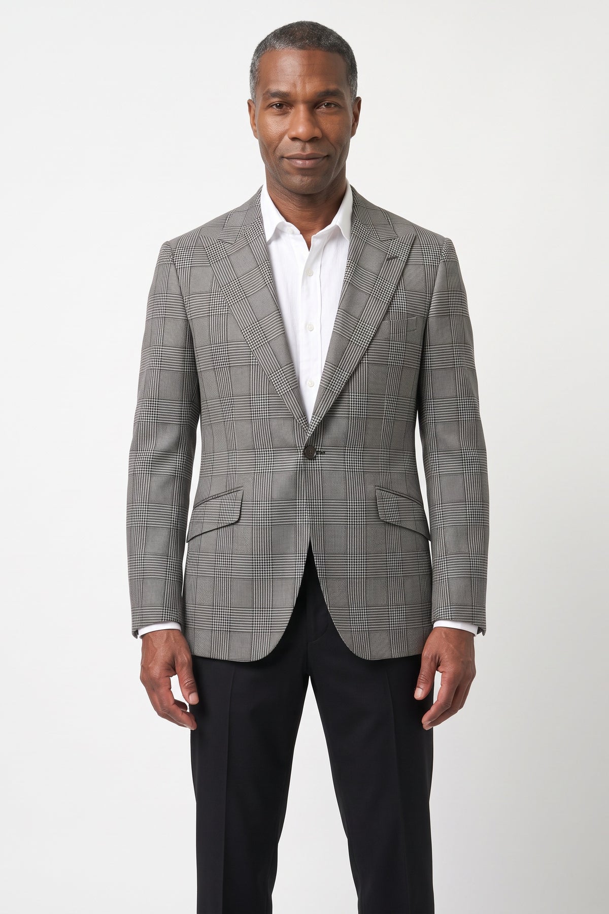 Macro Glen Plaid Blazer — Black & White