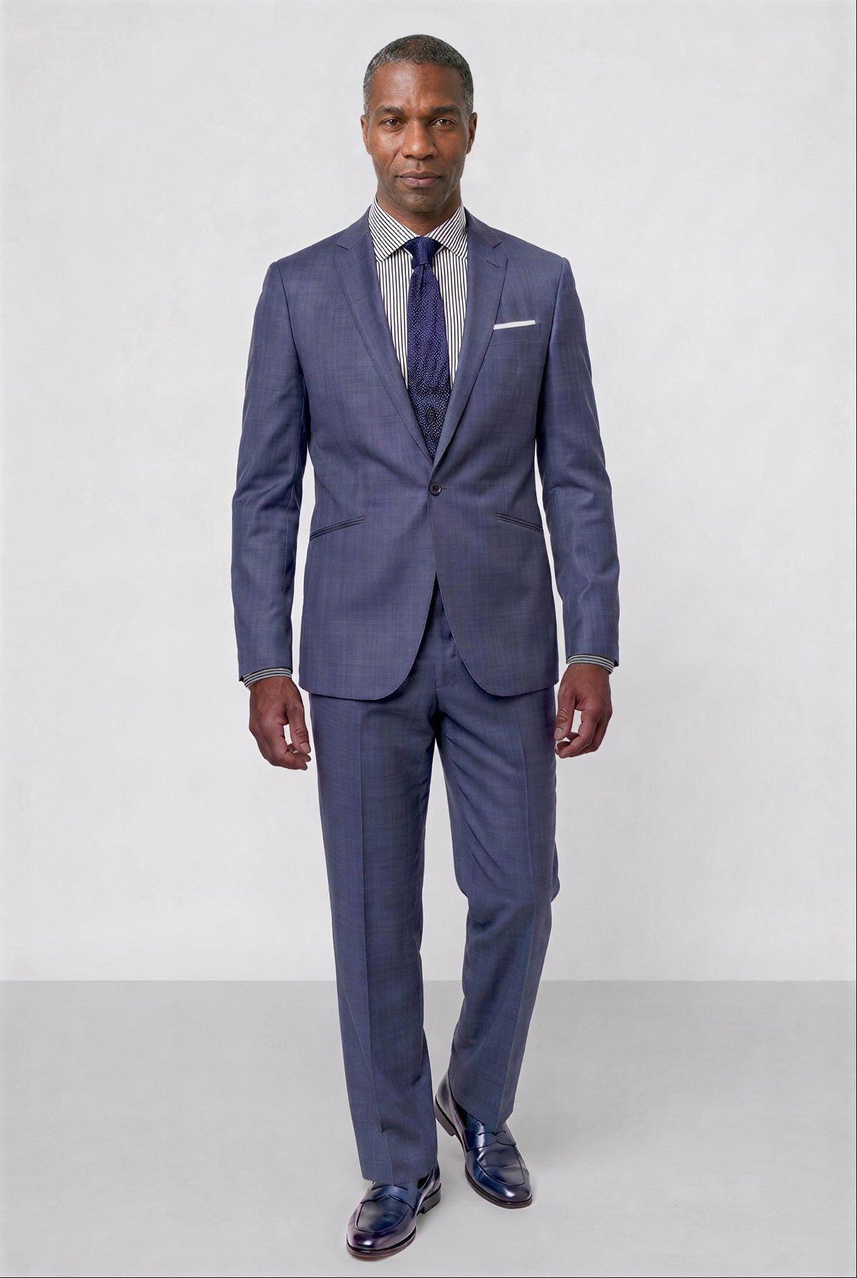 Italian 130's Flat Weave — Indigo Blue