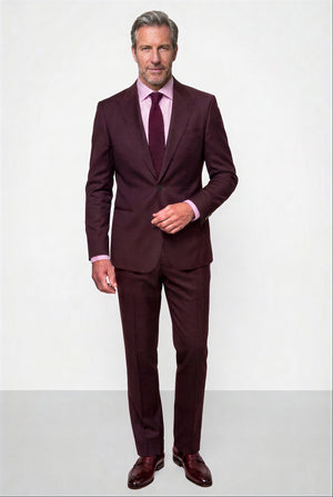 English Solid Mohair Suit — Burgundy