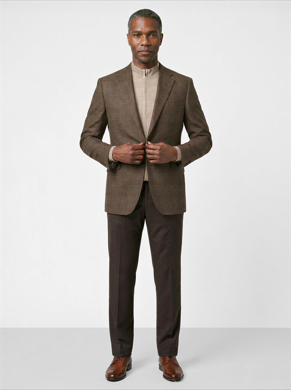 Dugdale Tropical Breeze Glencheck Blazer — Medium Brown