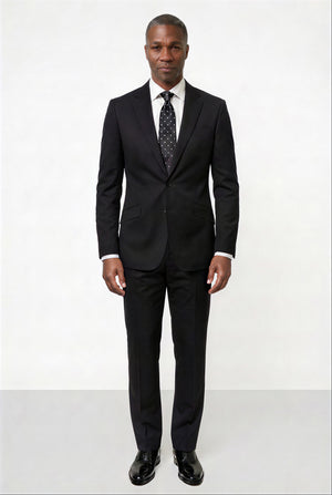 Solid Plain Weave Suit — Black
