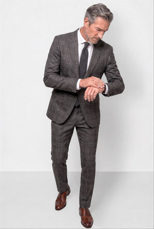 Bold Check 130s Suit — Gray
