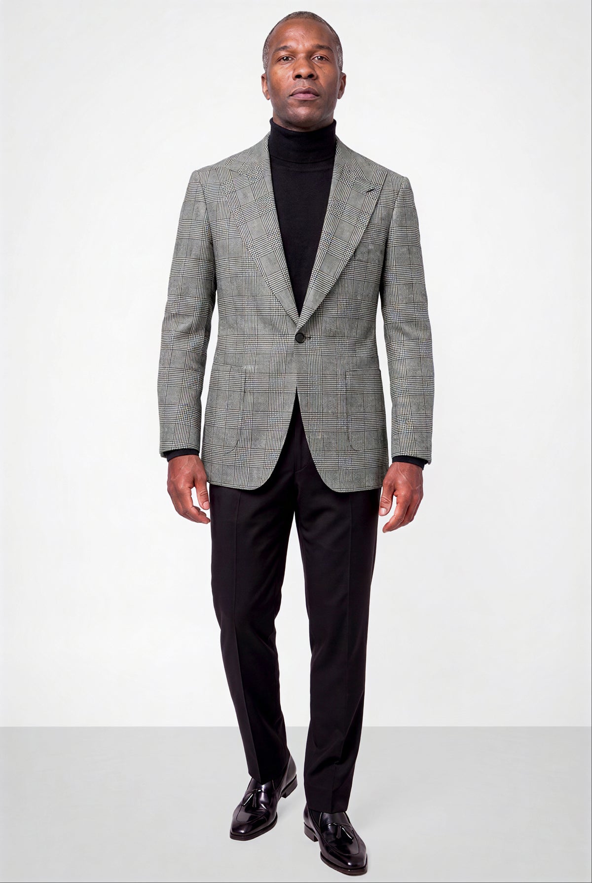 Macro Glen Plaid Blazer — Black & White