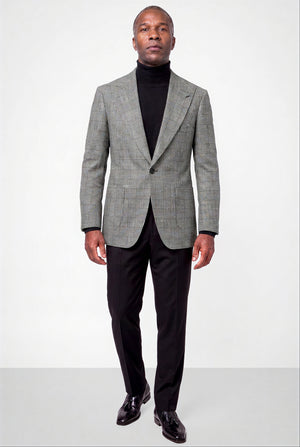 Macro Glen Plaid Blazer — Black & White