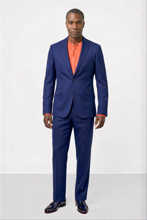 Solid Fine Textured Weave Suit — Indigo Blue