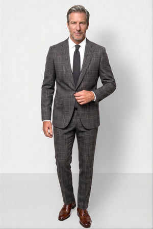 Bold Check 130s Suit — Gray