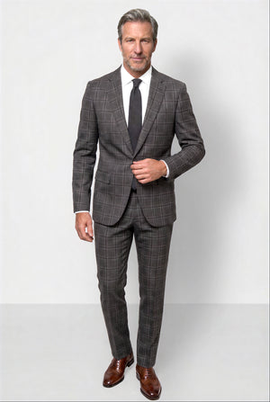 Bold Check 130s Suit — Gray