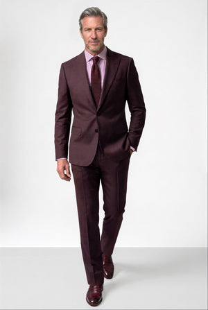English Solid Mohair Suit — Burgundy