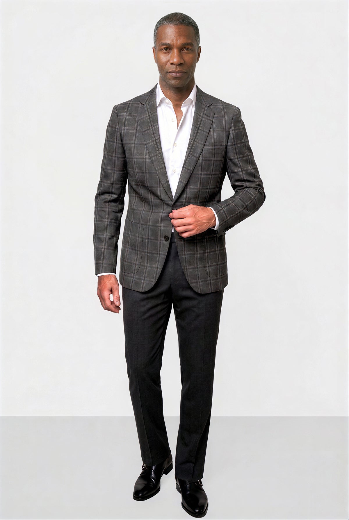 Bold Check 130s Blazer — Gray