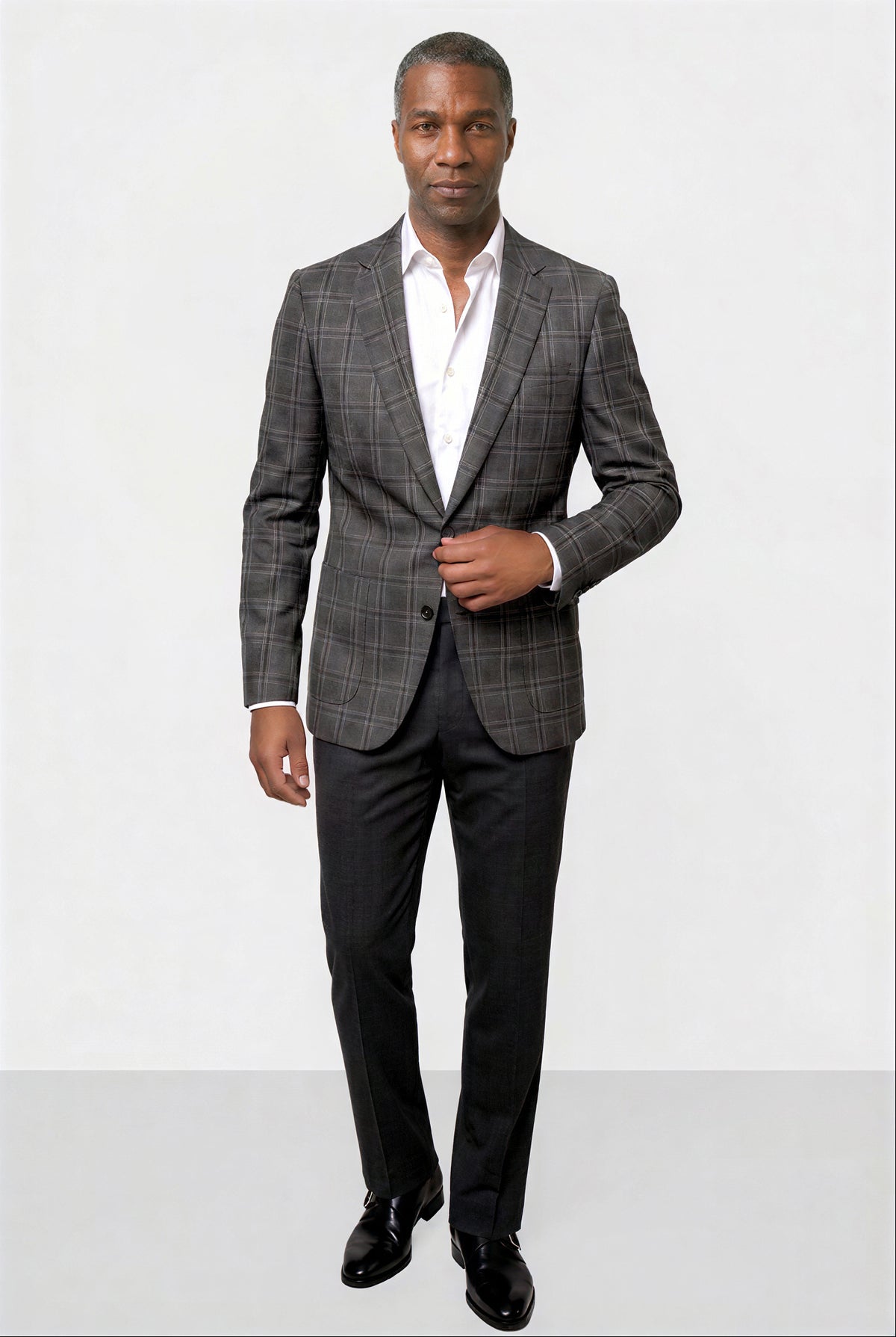 Bold Check 130s Blazer — Gray