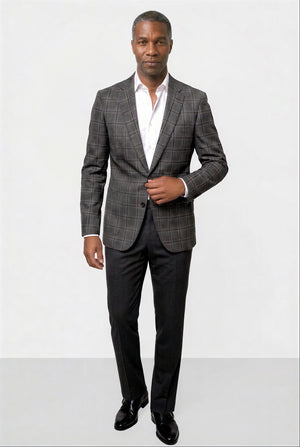 Bold Check 130s Blazer — Gray
