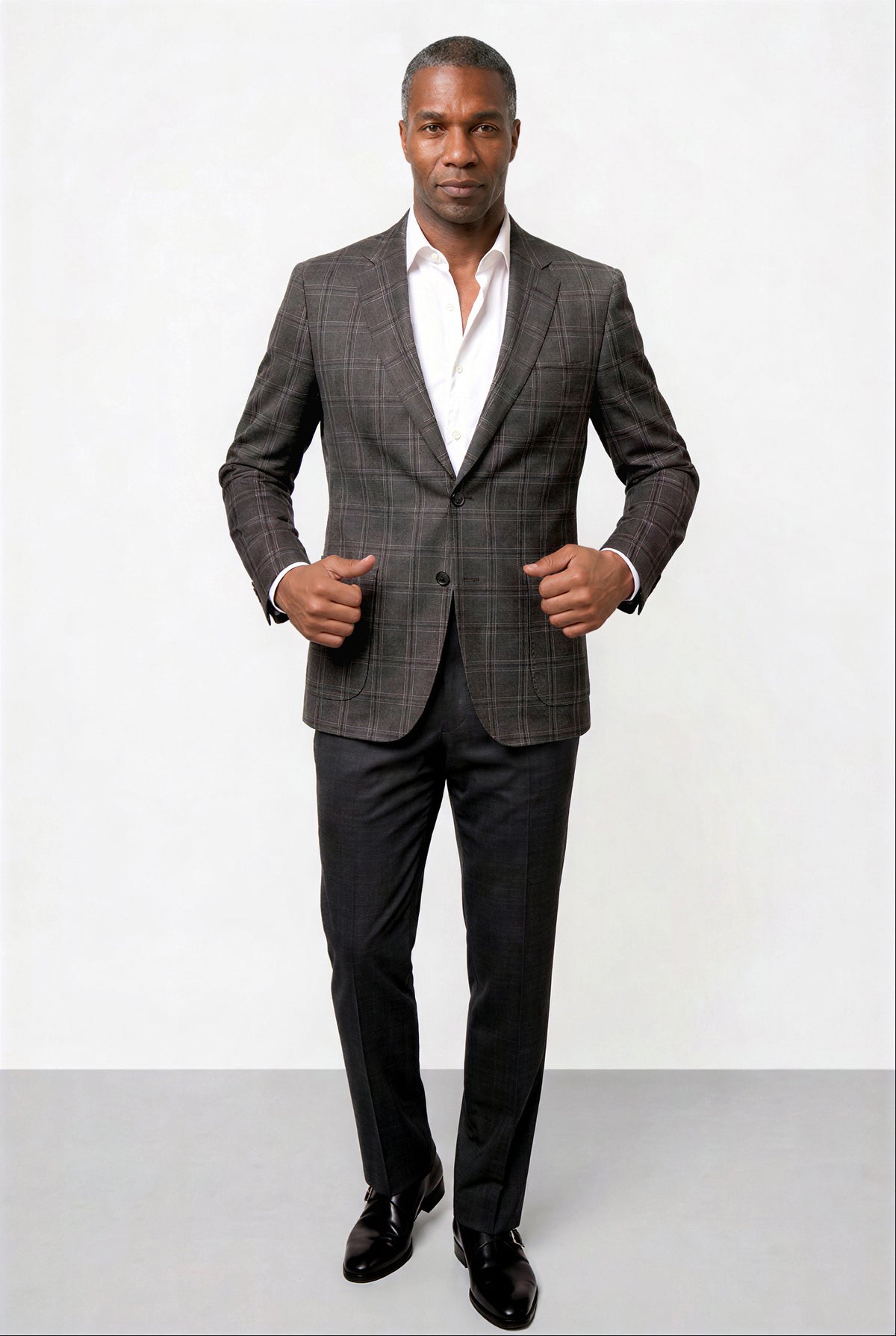 Bold Check 130s Blazer — Gray