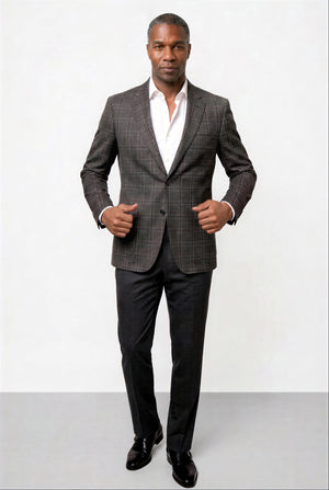 Bold Check 130s Blazer — Gray
