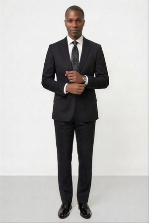 Solid Plain Weave Suit — Black